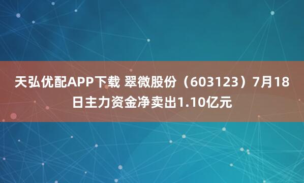 天弘优配APP下载 翠微股份（603123）7月18日主力资金净卖出1.10亿元